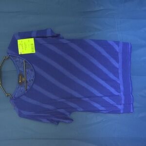 AB Studio Blue Striped Blouse with lace on the back